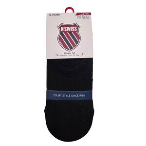 10- K - Swiss Black Ankle Socks Silicone Tab NWT Size 9-11 Shoe size 4-10 No Sho
